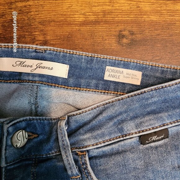 Mavi Jeans 27 Adriana Mid Rise Super Skinny Ankle Stretch Medium Light Wash - Picture 4 of 12